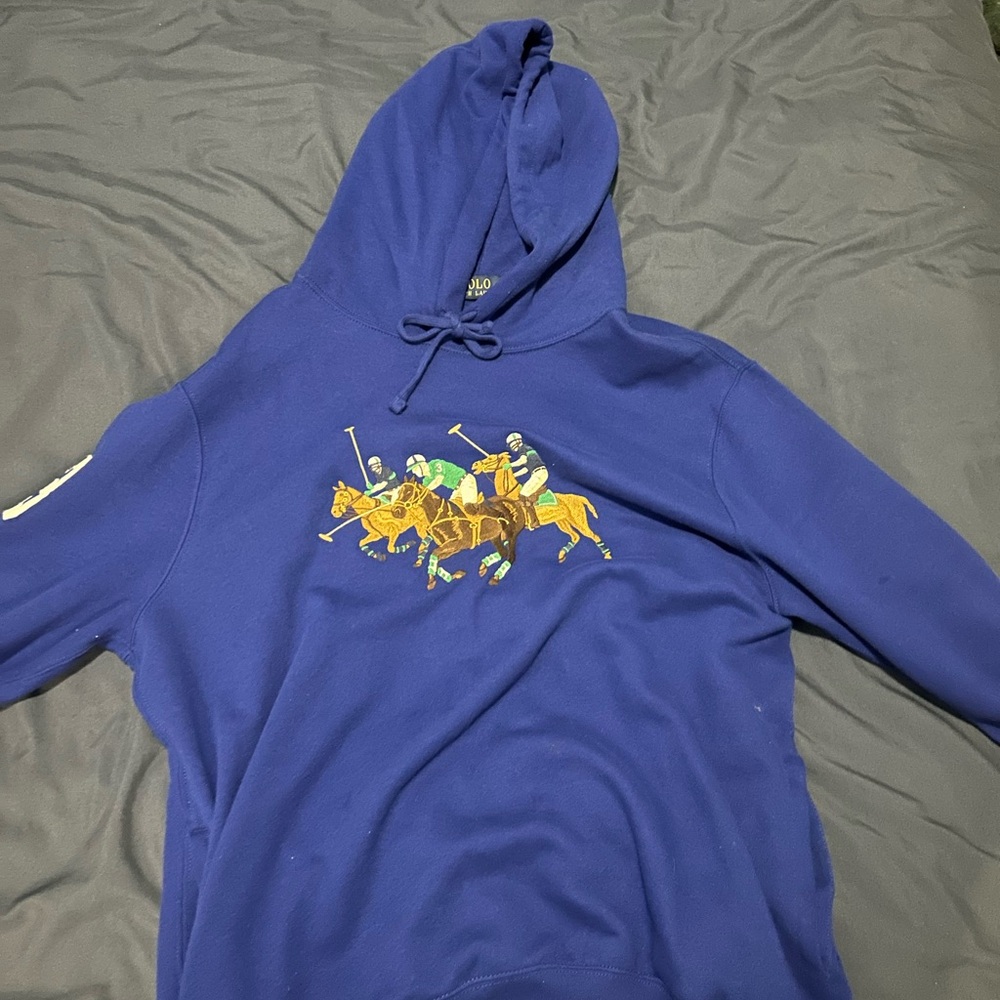 Ralph Lauren Men's Royal Blue Hoodie with Polo Graphic